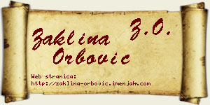 Žaklina Orbović vizit kartica